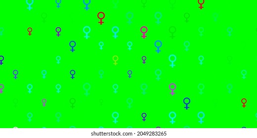 Fondo vectorial multicolor claro con símbolos de potencia femenina. Ilustración abstracta con una representación del poder femenino. Antecedentes del Día Internacional de la Mujer.