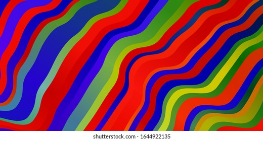Light Multicolor vector background with bent lines. Illustration in abstract style with gradient curved.  Pattern for booklets, leaflets.