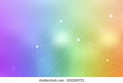 Light Multicolor vector background with bubbles, lines. Decorative design in abstract style with triangle structure. Pattern can be used for futuristic ad, booklets.