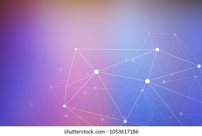 Light Multicolor vector background with bubbles, lines. Glitter abstract illustration with connection of triangle structure. Pattern can be used for futuristic ad, booklets.