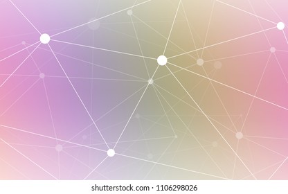 Light Multicolor vector background with bubbles, lines. Glitter abstract illustration with connection of triangle structure. Beautiful design for your business advert.