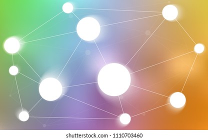Light Multicolor vector background with bubbles, lines. Design with connection of dots and lines on colorful background. Pattern can be used for ads, leaflets.