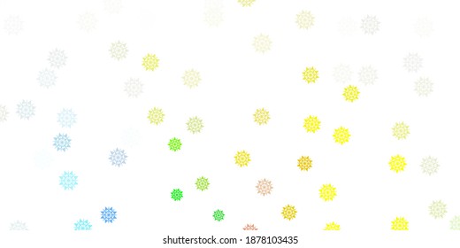 Light multicolor vector background with christmas snowflakes. Gradient colorful illustration with snow elements in xmas style. New year background.