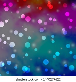 Light Multicolor vector background with circles, stars. Colorful disks, stars on simple gradient background. Pattern for business ads.
