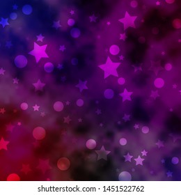 Light Multicolor vector background with circles, stars. Illustration with set of colorful abstract spheres, stars. Design for wallpaper, fabric makers.