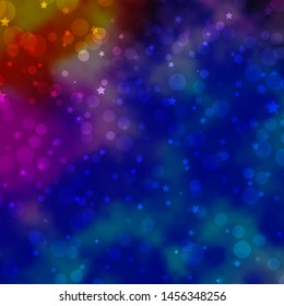 Light Multicolor vector background with circles, stars. Colorful illustration with gradient dots, stars. Pattern for trendy fabric, wallpapers.