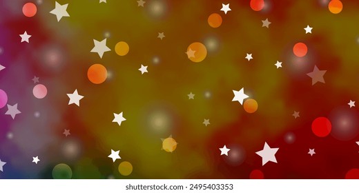 Light Multicolor vector background with circles, stars. Illustration with set of colorful abstract spheres, stars. Design for wallpaper, fabric makers.