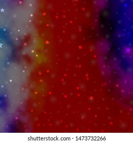 Light Multicolor vector background with colorful stars. Shining colorful illustration with small and big stars. Theme for cell phones.