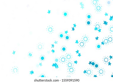 Light Multicolor vector background with colorful stars, suns. Blurred decorative design in simple style with stars, suns. Best design for your ad, poster, banner.