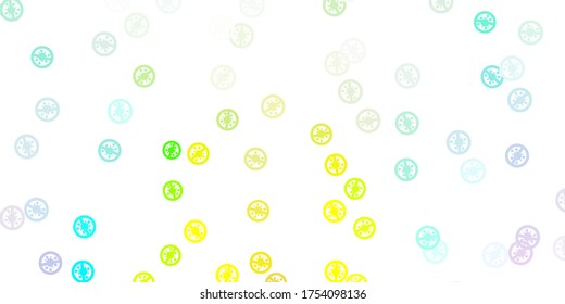 Light multicolor vector background with covid-19 symbols. Simple design in abstract style with infection forms. Design for biohazard warning.