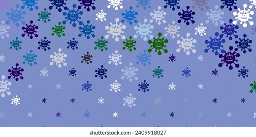 Light Multicolor vector background with covid-19 symbols. Abstract illustration with biological gradient shapes. Best design for quarantine events.