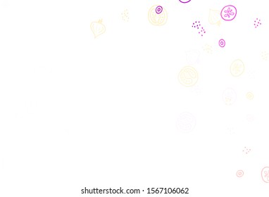 Light Multicolor vector background with cuisine gourmet. Beautiful colorful illustration with food in doodle style. Template for meal cooking in kitchen.