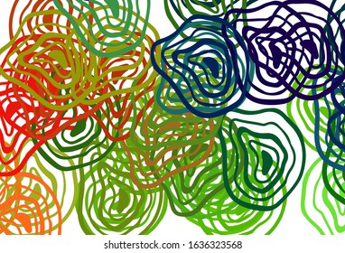 Light Multicolor vector background with curved lines. Colorful abstract illustration with gradient lines. Pattern for your business design.