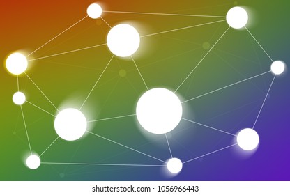 Light Multicolor vector background with dots and lines. Colorful illustration with circles and lines in futuristic style. Pattern can be used for ads, leaflets.