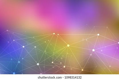 Light Multicolor vector background with dots and lines. Glitter abstract illustration with connection of triangle structure. Pattern can be used for ads, leaflets.
