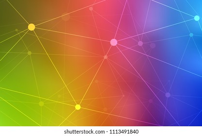 Light Multicolor vector background with dots and lines. Glitter abstract illustration with connection of triangle structure. Completely new template for your brand book.
