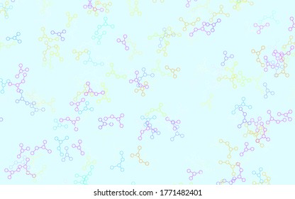 Light Multicolor vector background with forms of artificial intelligence. Abstract illustration with links and dots of AI. Pattern for science, futuristic designs.