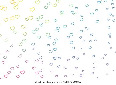Light Multicolor vector background with hearts. Beautiful colored illustration with hearts in celebration style. Pattern for valentine's ad, booklets.