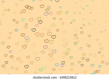 Light Multicolor vector background with hearts. Glitter abstract illustration with colorful hearts in romantic style. Design for ad, poster, banner of Valentine Day.