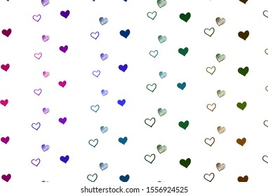 Light Multicolor vector background with hearts. Illustration with hearts in love concept for valentine's day. Pattern for marriage gifts, congratulations.