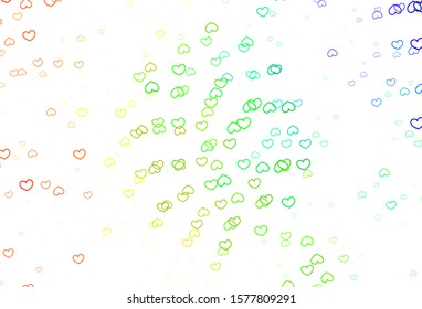Light Multicolor vector background with hearts. Blurred decorative design in doodle style with hearts. Pattern for marriage gifts, congratulations.
