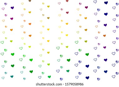 Light Multicolor vector background with hearts. Hearts on blurred abstract background with colorful gradient. Pattern for marriage gifts, congratulations.