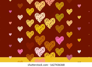 Light Multicolor vector background with hearts. Illustration with shapes of gradient hearts on blur backdrop. Template for Valentine's greeting postcards.