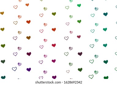 Light Multicolor vector background with hearts. Illustration with hearts in love concept for valentine's day. Design for ad, poster, banner of Valentine Day.