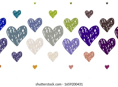 Light Multicolor vector background with hearts. Smart illustration with gradient hearts in valentine style. Design for a business advert of anniversary.
