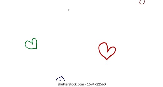 Light Multicolor vector background with hearts. Beautiful colored illustration with hearts in celebration style. Pattern for marriage gifts, congratulations.