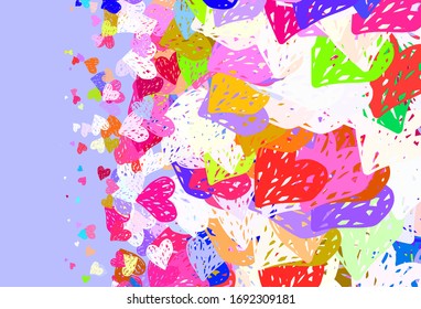 Light Multicolor vector background with hearts. Beautiful abstract hearts on colorful gradient background. Pattern for marriage gifts, congratulations.