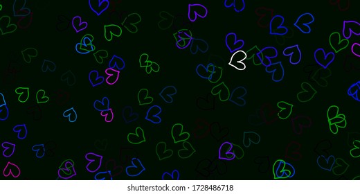 Light Multicolor vector background with hearts. Illustration with hearts in love concept for valentine's day. Design for ad, poster, banner of Valentine Day.