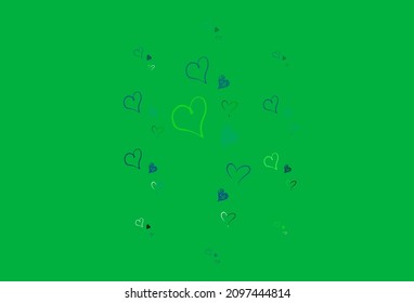 Light Multicolor vector background with hearts. Illustration with shapes of gradient hearts on blur backdrop. Pattern for valentine's ad, booklets.