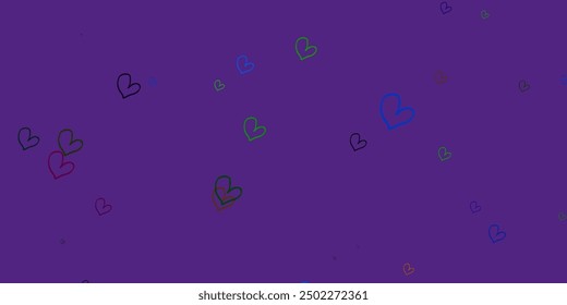 Light Multicolor vector background with hearts. Decorative shining illustration with hearts on abstract template. Design for ad, poster, banner of Valentine Day.
