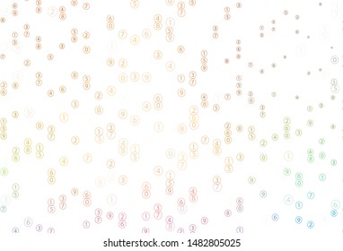 Light Multicolor vector background with math characters. Colored mathematic signs with gradient on white background. Best design a poster, banner of a math college.