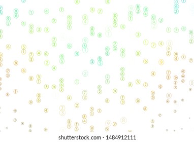 Light Multicolor vector background with math characters. Illustration with Numeral symbols on abstract template. Pattern for school, grammar websites.
