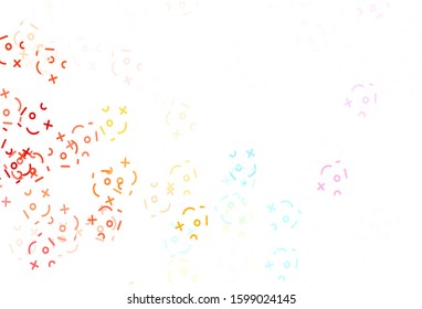 Light Multicolor vector background with math elements. Colored mathematic signs with gradient on white background. Pattern for posters, banners of math books.