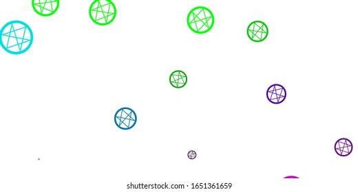 Light Multicolor vector background with occult symbols. Retro design in abstract style with witchcraft forms. Best design halloween events.