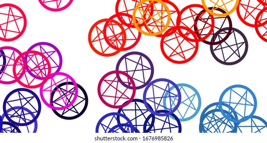 Light Multicolor vector background with occult symbols. Colorful vintage illustration with gradient alchemy shapes. Design for magic, spiritual events.