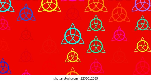 Light Multicolor vector background with occult symbols. Abstract illustration with gothic gradient shapes. Design for magic, spiritual events.