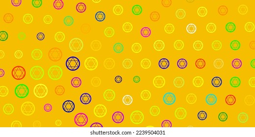 Light Multicolor vector background with occult symbols. Retro design in abstract style with witchcraft forms. Best design halloween events.