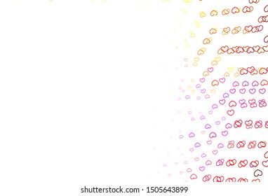 Light Multicolor vector background with Shining hearts. Hearts on blurred abstract background with colorful gradient. Template for Valentine's greeting postcards.