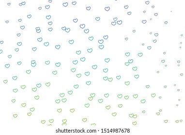 Light Multicolor vector background with Shining hearts. Blurred decorative design in doodle style with hearts. Design for ad, poster, banner of Valentine Day.