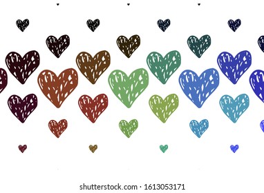 Light Multicolor vector background with Shining hearts. Illustration with shapes of gradient hearts on blur backdrop. Design for celebrating of Valentine Day.