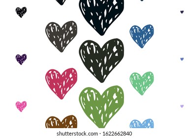 Light Multicolor vector background with Shining hearts. Shining illustration with hearts on abstract template. Design for celebrating of Valentine Day.