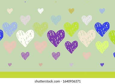 Light Multicolor vector background with Shining hearts. Beautiful abstract hearts on colorful gradient background. Pattern for marriage gifts, congratulations.