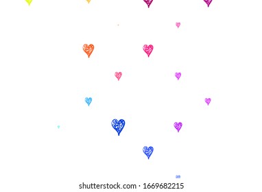 Light Multicolor vector background with Shining hearts. Shining illustration with hearts on abstract template. Pattern for carnival, festival romantic leaflets.