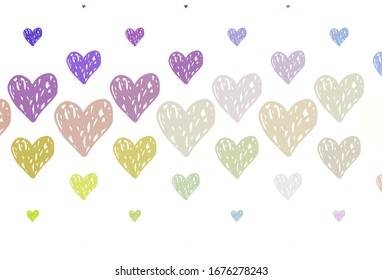 Light Multicolor vector background with Shining hearts. Beautiful abstract hearts on colorful gradient background. Pattern for marriage gifts, congratulations.