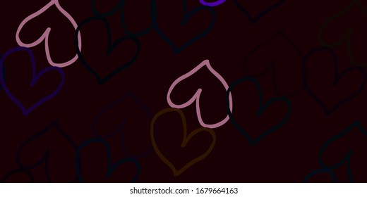 Light Multicolor vector background with Shining hearts. Illustration with hearts in love concept for valentine's day. Design for ad, poster, banner of Valentine Day.