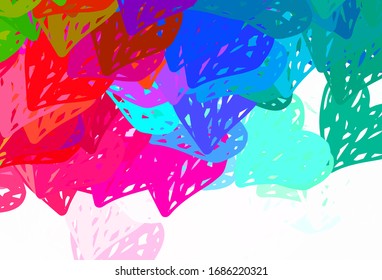 Light Multicolor vector background with Shining hearts. Shining illustration with hearts on abstract template. Template for Valentine's greeting postcards.